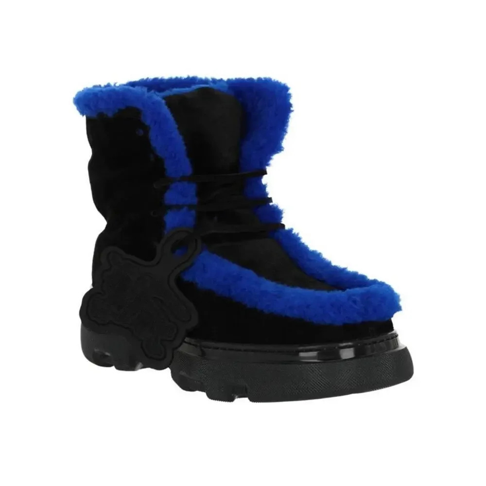 $1550 Burberry Mens Creeper Shearling Black Blue Winter Boots Size 42 /US 9 - Picture 4 of 16